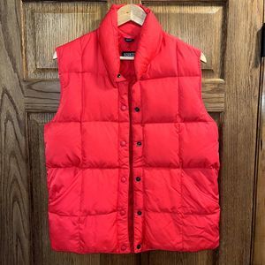 Land's End Women's Small Nylon Goose Down Red Puffer Vest Jacket Lightweight
